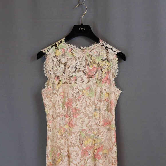 Valentino Size 4 Floral Lace Scallop Hem Sleeveless Dress - Picture 1 of 16